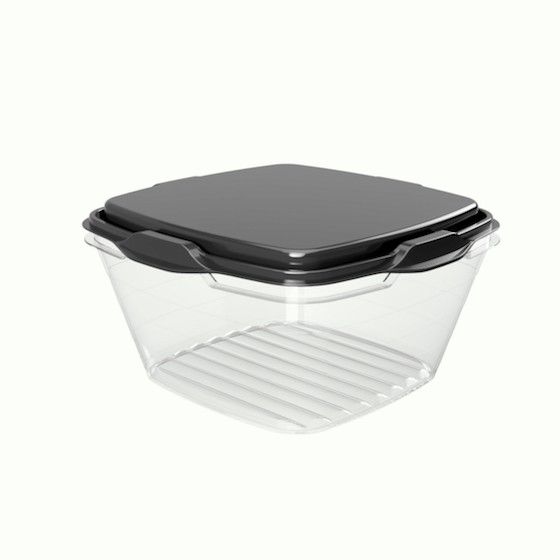 Food container 500ml,  12.4 x 12.4 x 6.7 cm (BPA FREE Polypropyle) Black lid